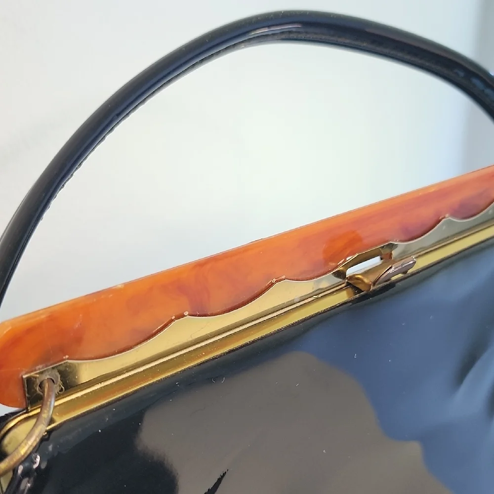 Dubette Patent Leather Handbag With Lucite
